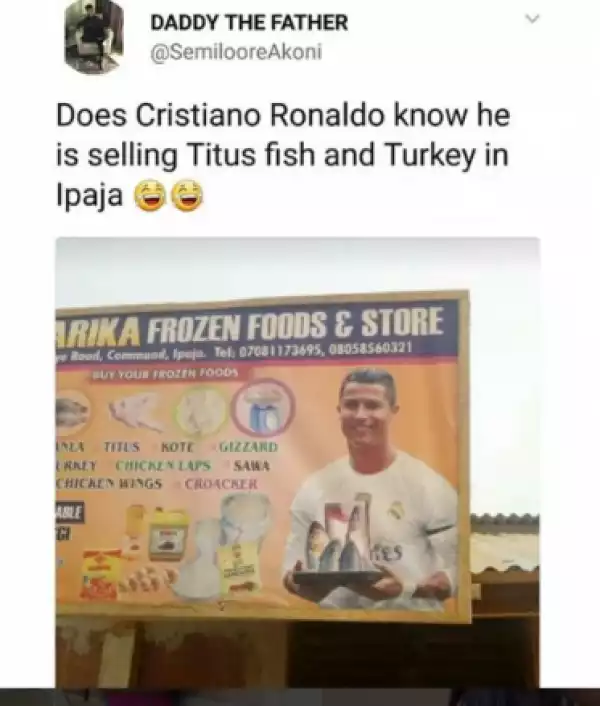 Cristiano Ronaldo Spotted Selling Frozen Chicken At Ipaja, Lagos (Photo)